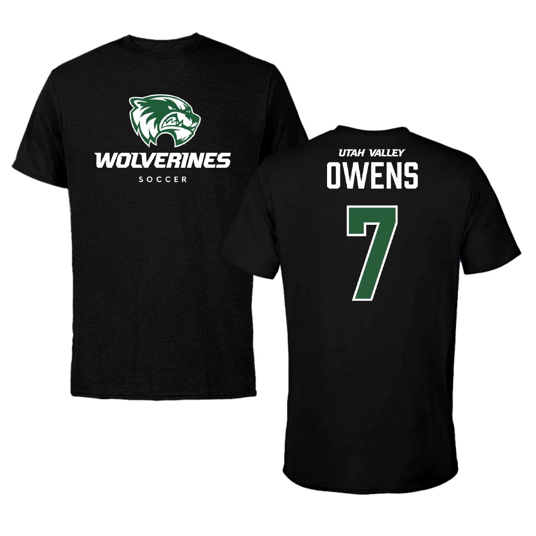 Utah Valley University Soccer Black Mascot Tee - #7 Mia Owens