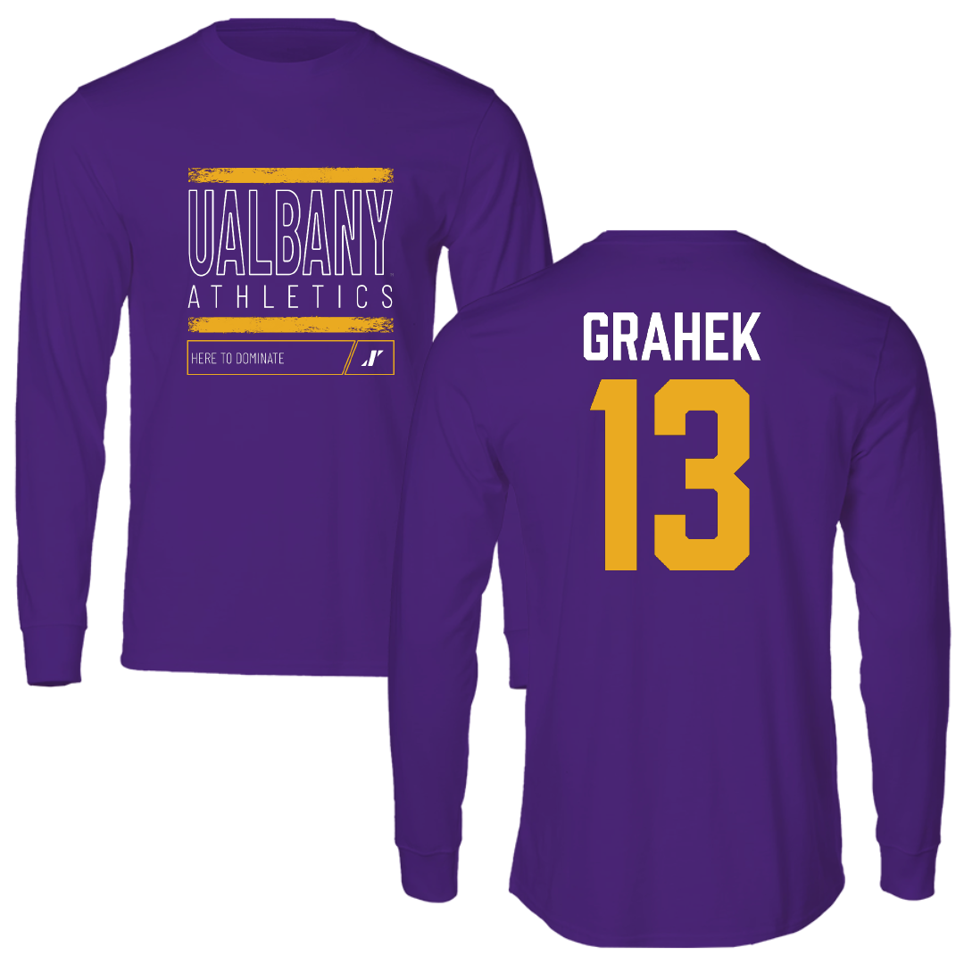 University at Albany Softball Purple Dominate Long Sleeve - #13 Deanna Grahek