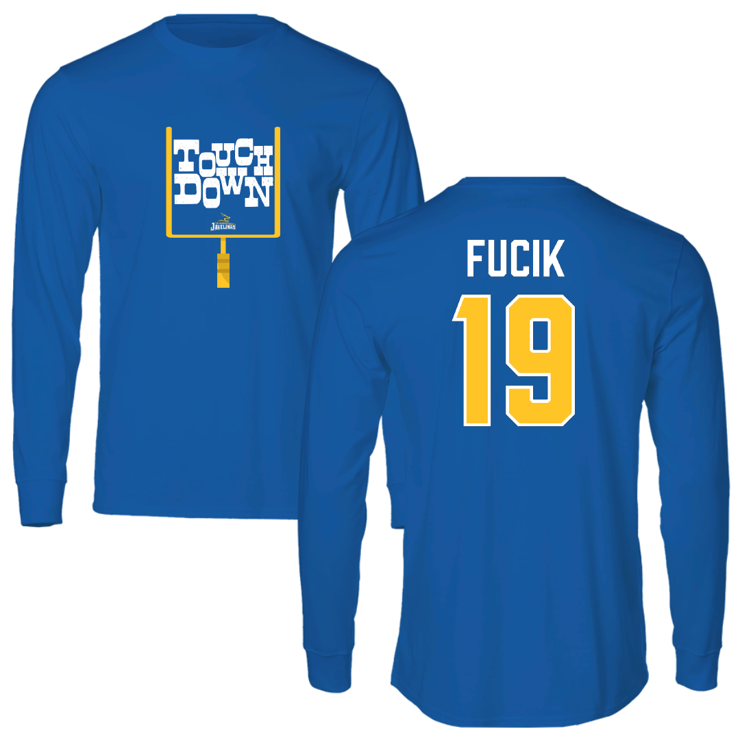 Texas A&M University-Kingsville Football Blue Touchdown Long Sleeve - #19 Bryce Fucik