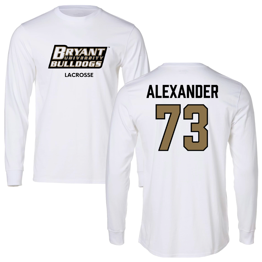 Bryant University Lacrosse (M) White Performance Long Sleeve - #73 Teagan Alexander