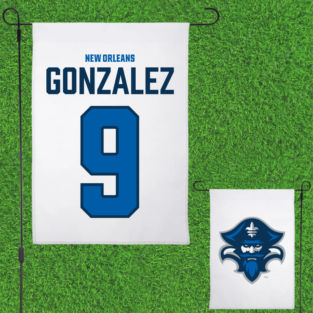 University of New Orleans Baseball White Garden Flag - #9 Matt Gonzalez