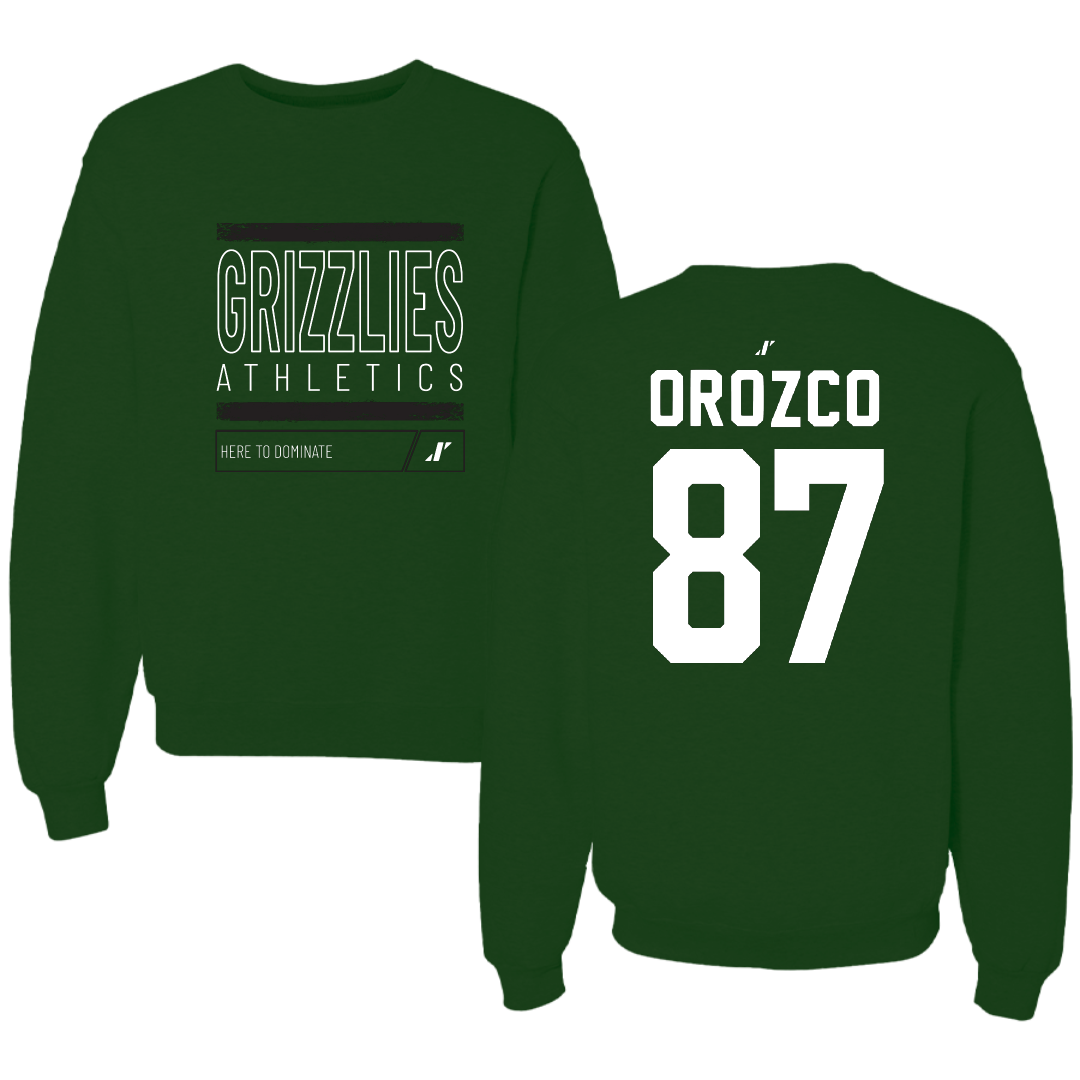 Adams State University Football Forest Green Dominate Crewneck - #87 Damien Orozco
