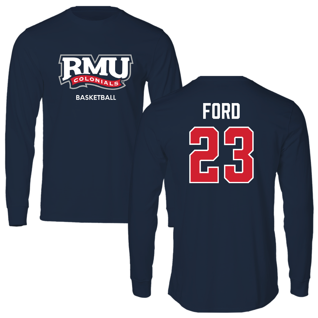 Robert Morris University Basketball (M) Navy RMU Performance Long Sleeve - #23 Chris Ford