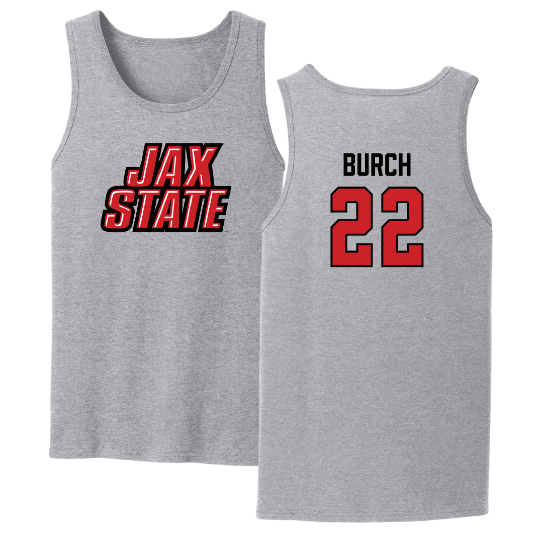 Jacksonville State University Soccer Sport Gray Tank Top - #22 Reese Burch