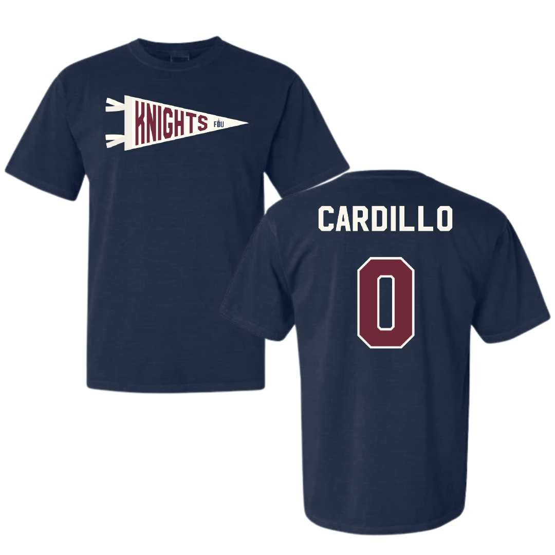 Fairleigh Dickinson University-Metropolitan Campus Soccer Navy Pennant Comfort Colors Tee - #0 Faith Cardillo