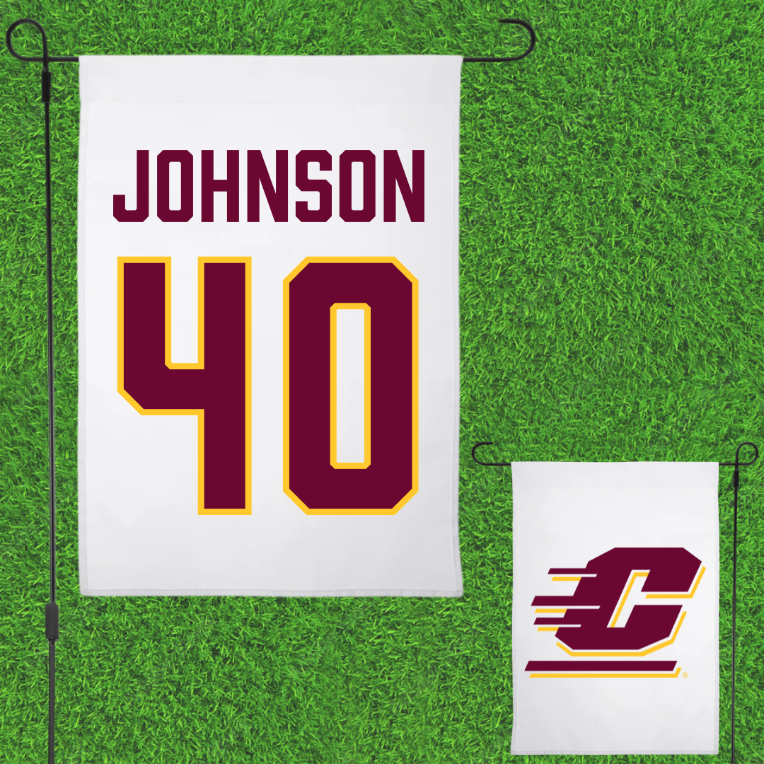 Central Michigan University Basketball (W) White Garden Flag - #40 Taylor Johnson