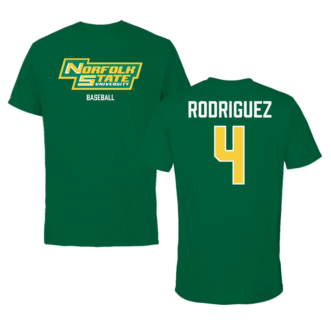 Norfolk State University Baseball Green Performance Tee - #4 Raphael Rodriguez
