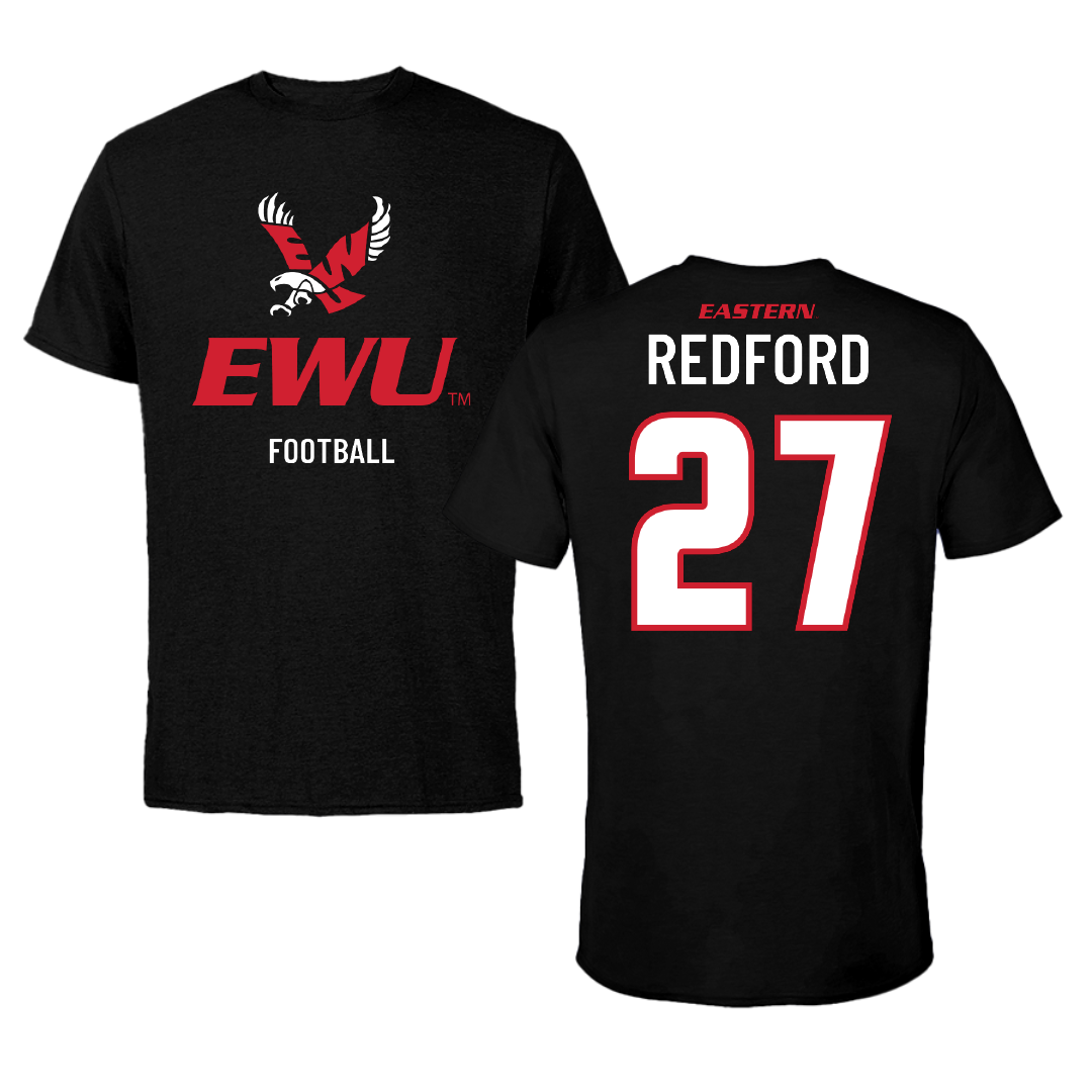 Eastern Washington University Football Black EWU Tee - #27 Isaac Redford