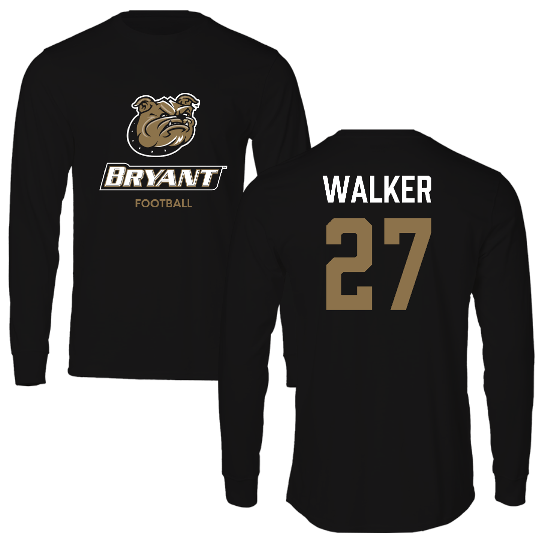 Bryant University Football Black Performance Long Sleeve - #27 Dedric Walker