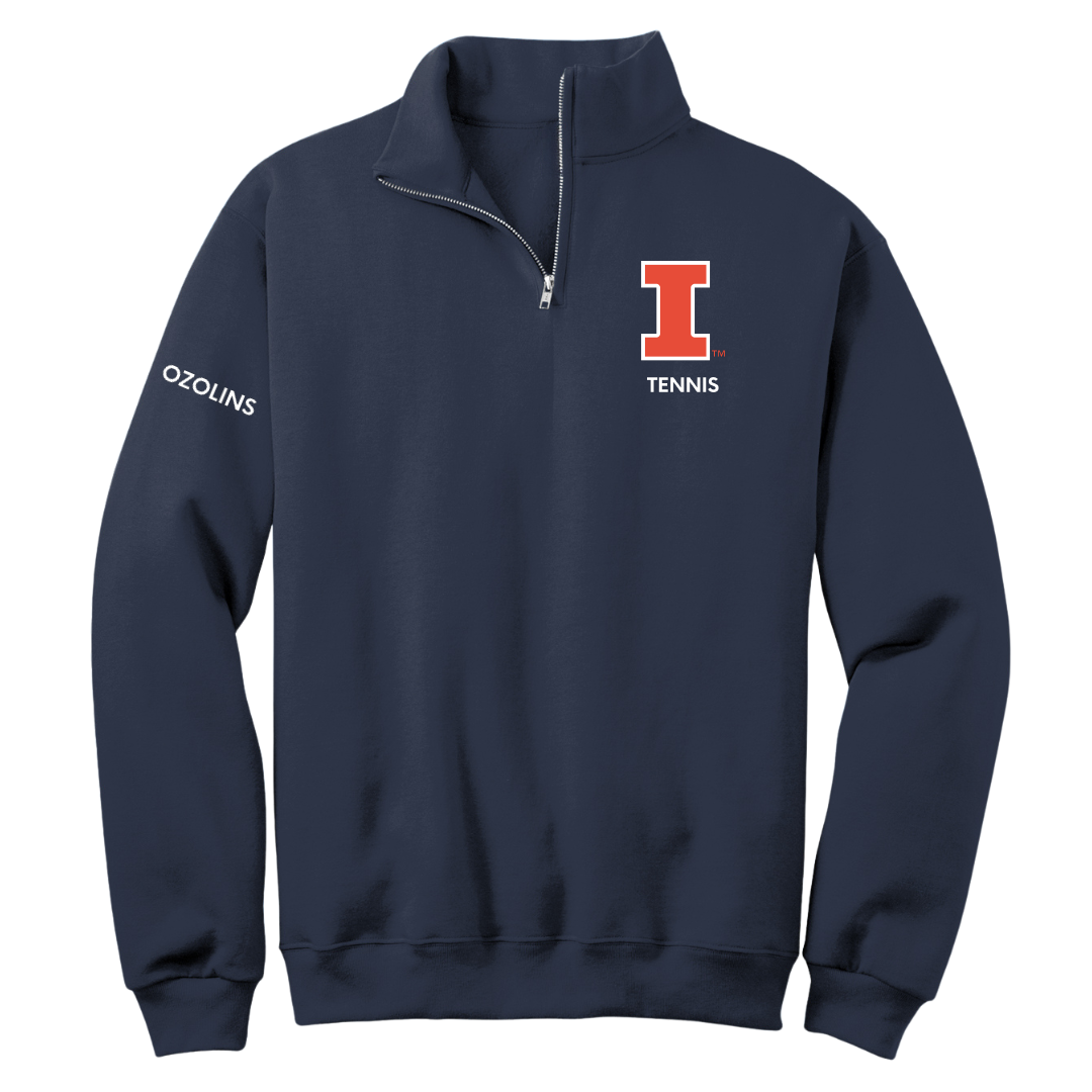 University of Illinois Tennis (M) Navy Quarter-Zip - Karlis Ozolins