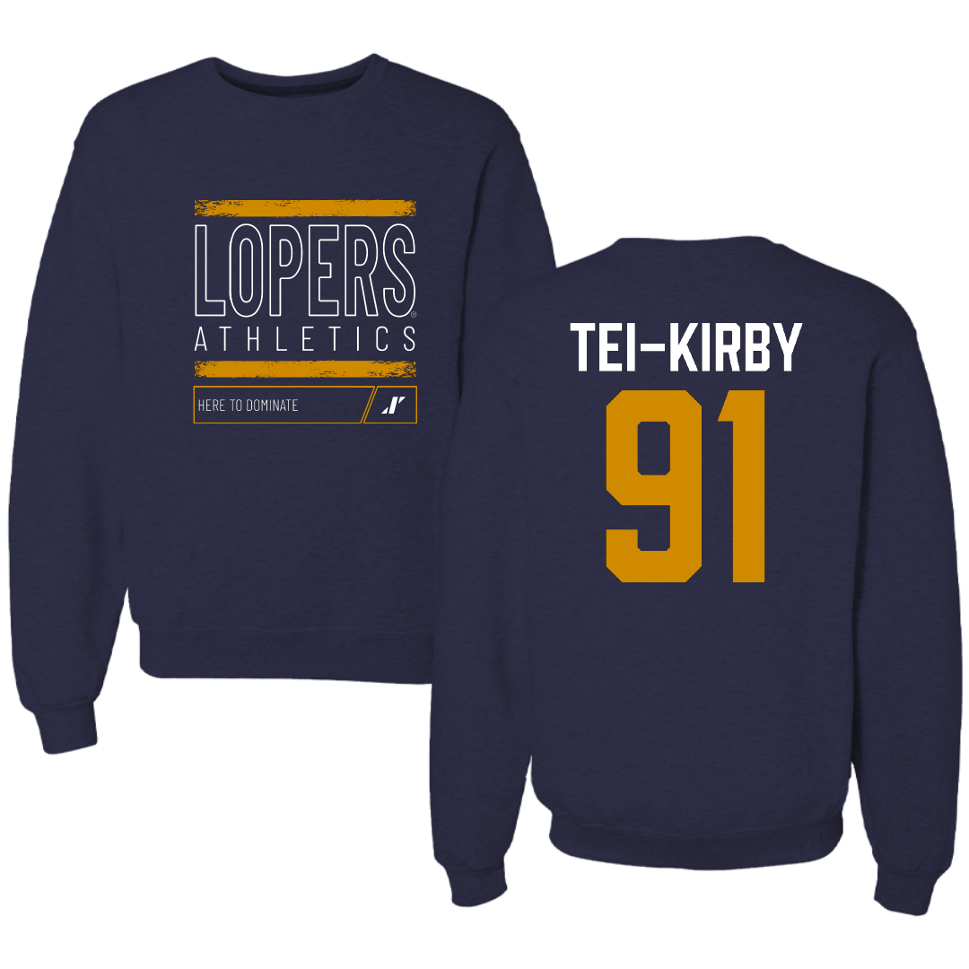 University of Nebraska at Kearney Football Navy Dominate Crewneck - #91 Wayne Tei-Kirby