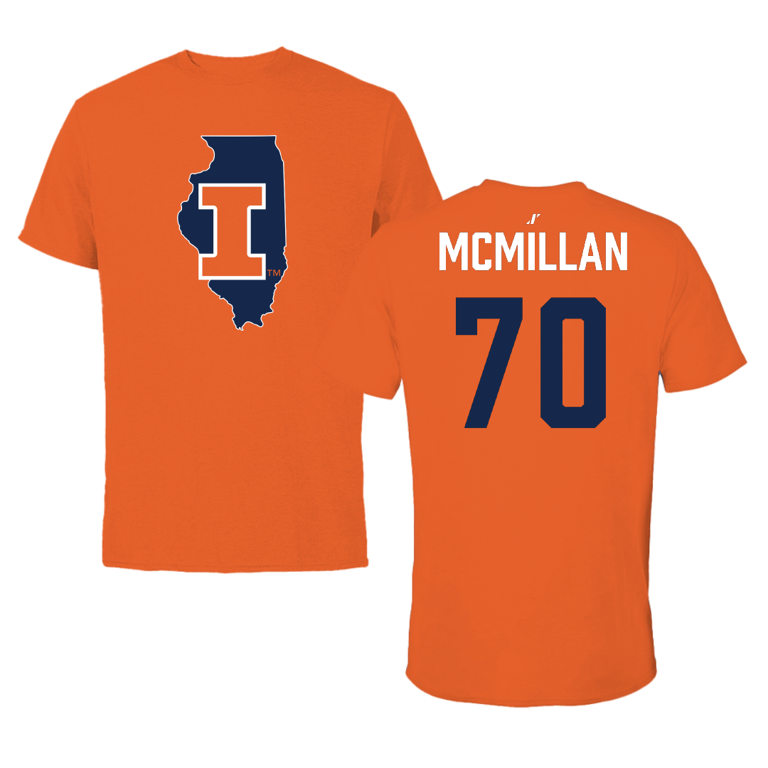 University of Illinois Football Orange State Tee - #70 Tyler McMillan