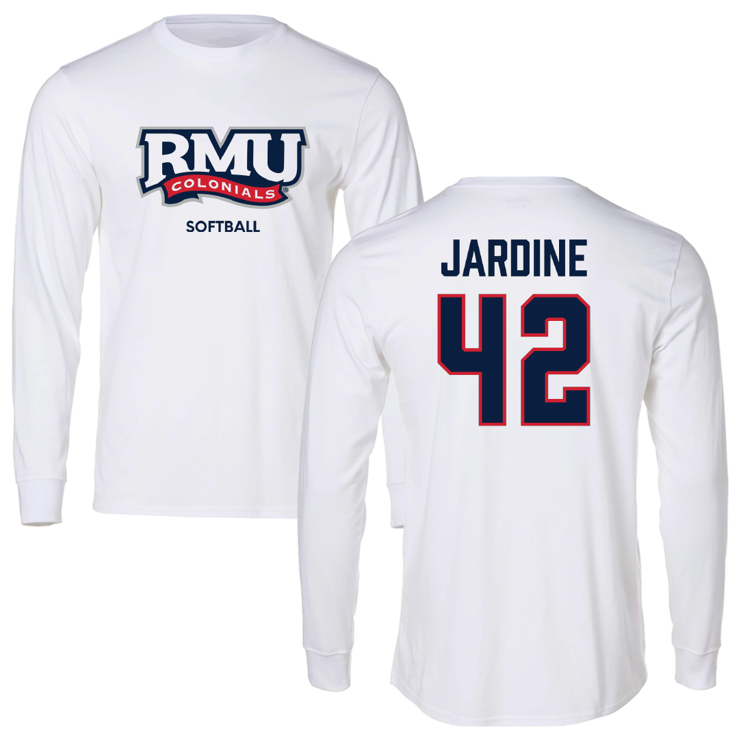 Robert Morris University Softball White Mascot Performance Long Sleeve - #42 Katlyn Jardine