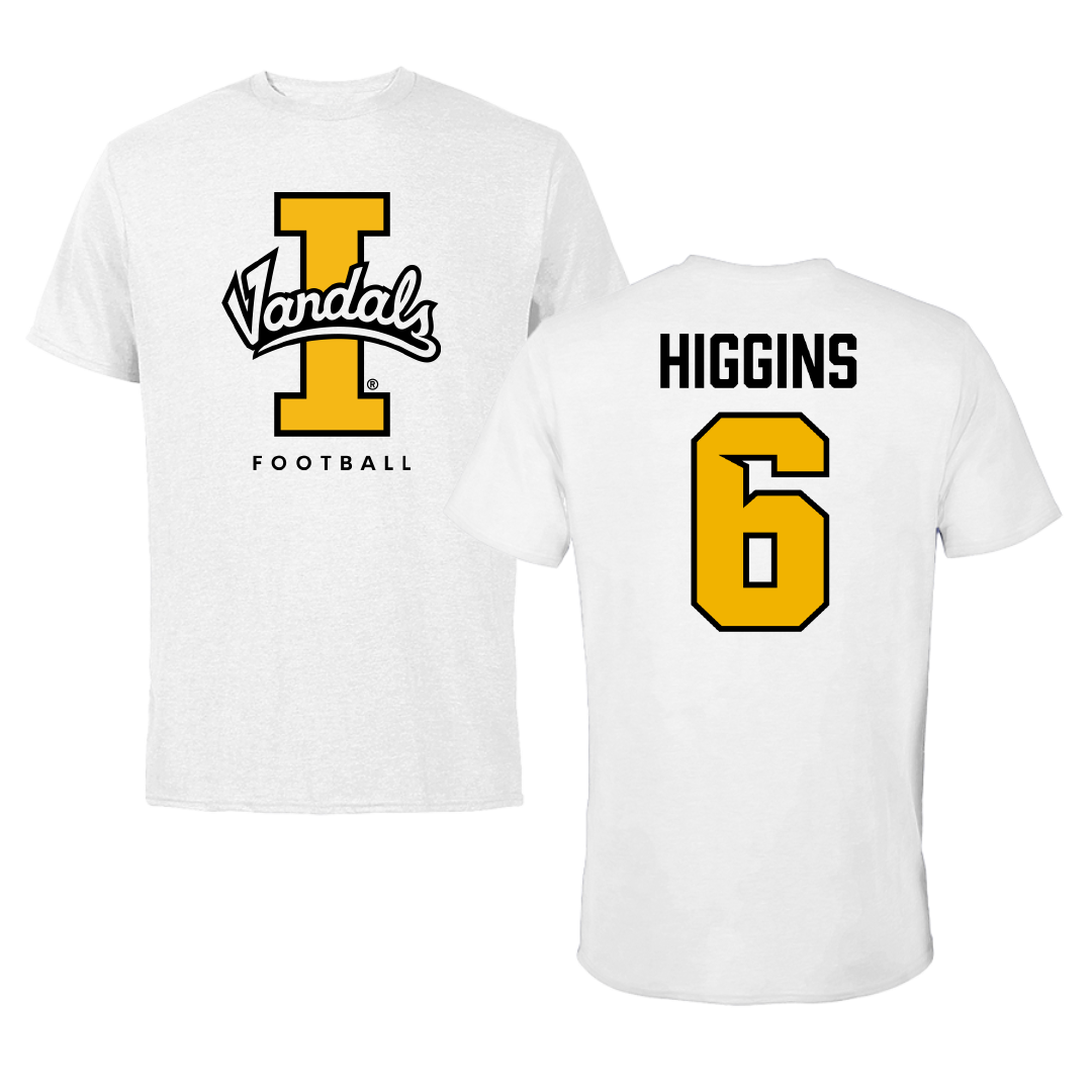 University of Idaho Football White Vandals Performance Tee - #6 Trais Higgins