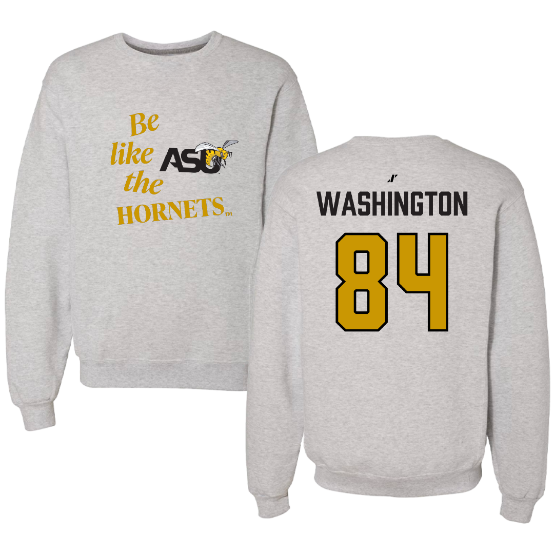 Alabama State University Football Light Gray Be Like Us Crewneck - #84 Joshua Washington