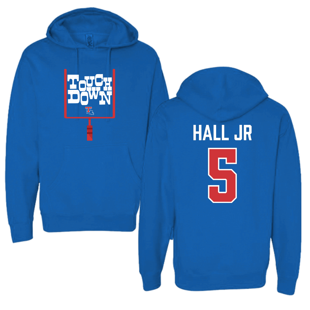 Louisiana Tech University Football Blue Touchdown Hoodie - #5 Deshon Hall Jr