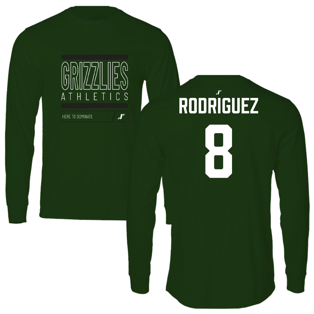 Adams State University Football Forest Green Dominate Performance Long Sleeve - #8 Benjamin Rodriguez