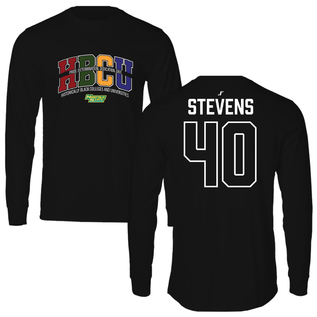 Norfolk State University Football Black HBCU Performance Long Sleeve - #40 Isaiah Stevens