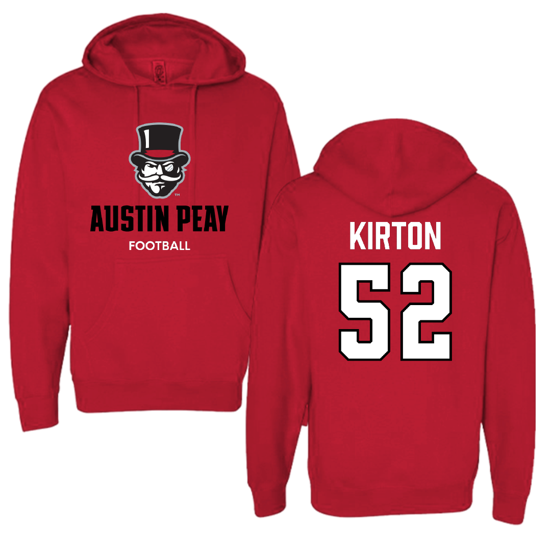 Austin Peay State University Football Red Hoodie - #52 Chandler Kirton