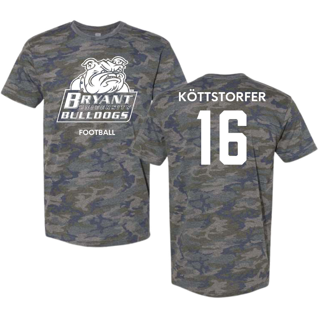 Bryant University Football Vintage Camo Tee - #16 Lukas Köttstorfer