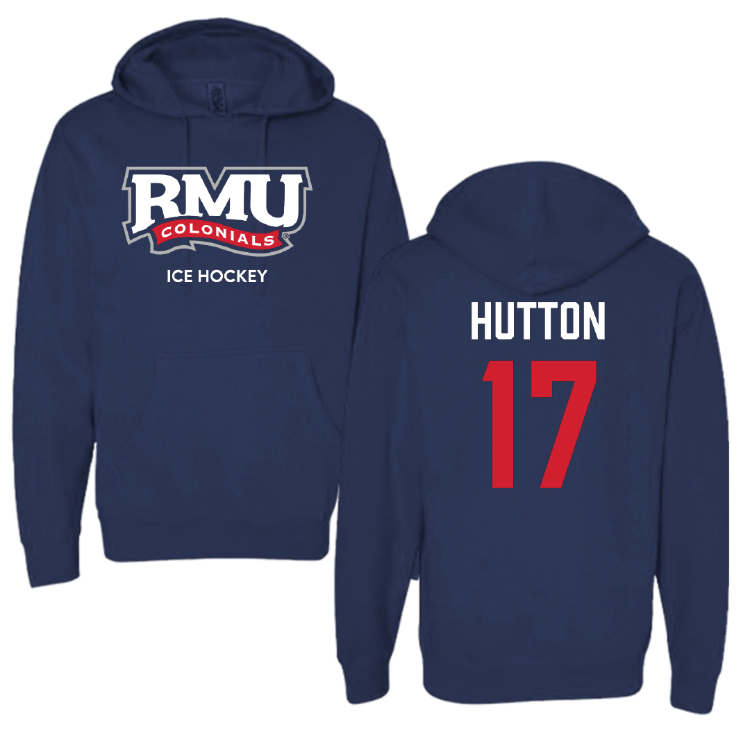 Robert Morris University Ice Hockey (M) Navy Hoodie - #17 Matt Hutton