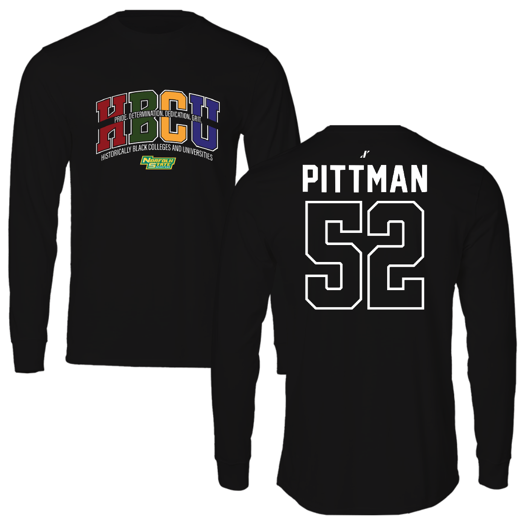 Norfolk State University Football Black HBCU Performance Long Sleeve - #52 Austin Pittman