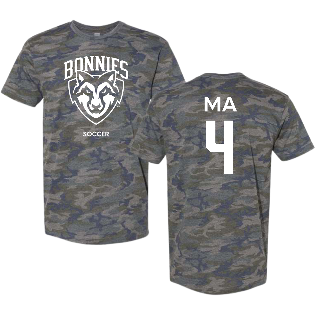 St. Bonaventure University Soccer (W) Vintage Camo Tee - #4 Lilly Ma