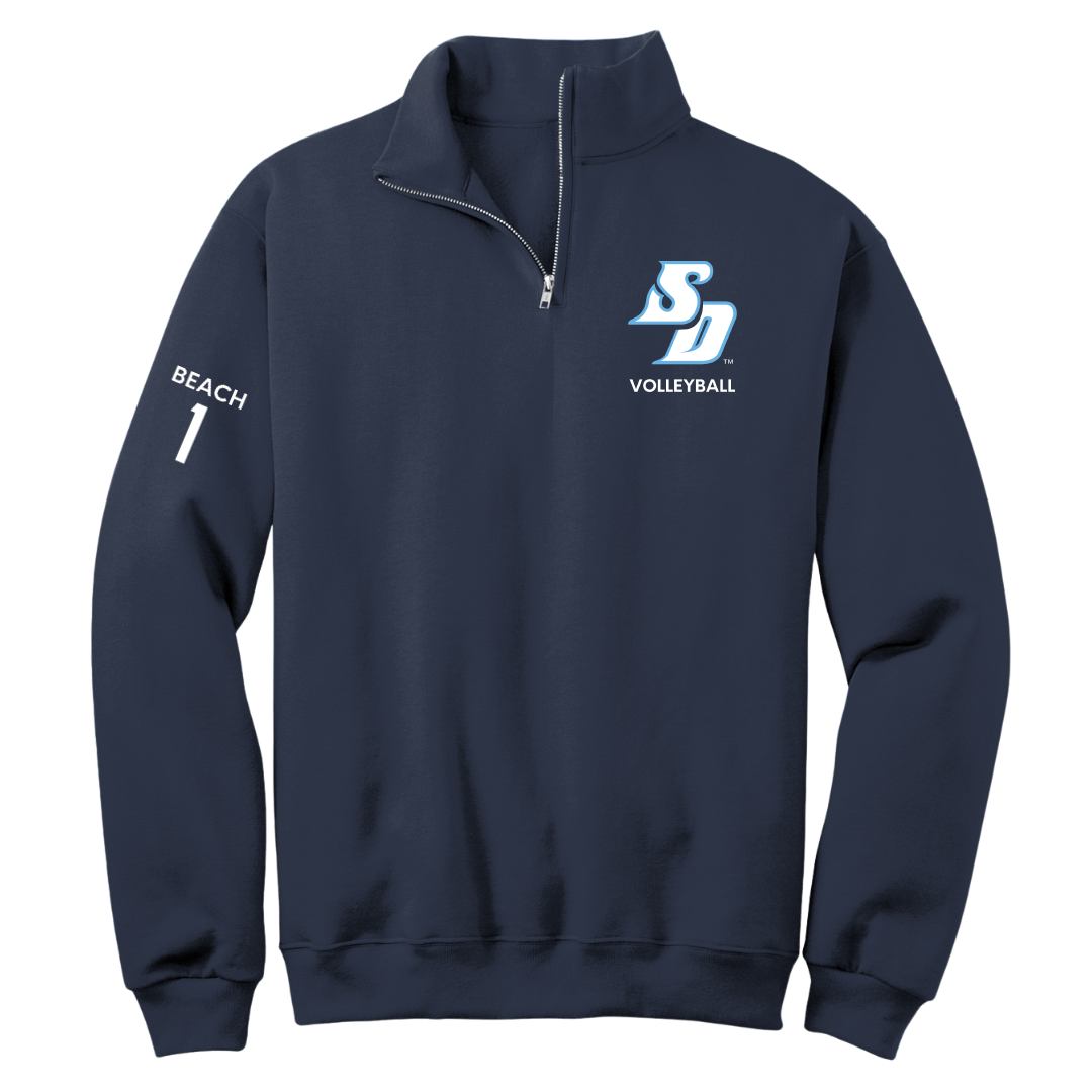 University of San Diego Volleyball (W) Navy Quarter-Zip - #1 Neomi Beach