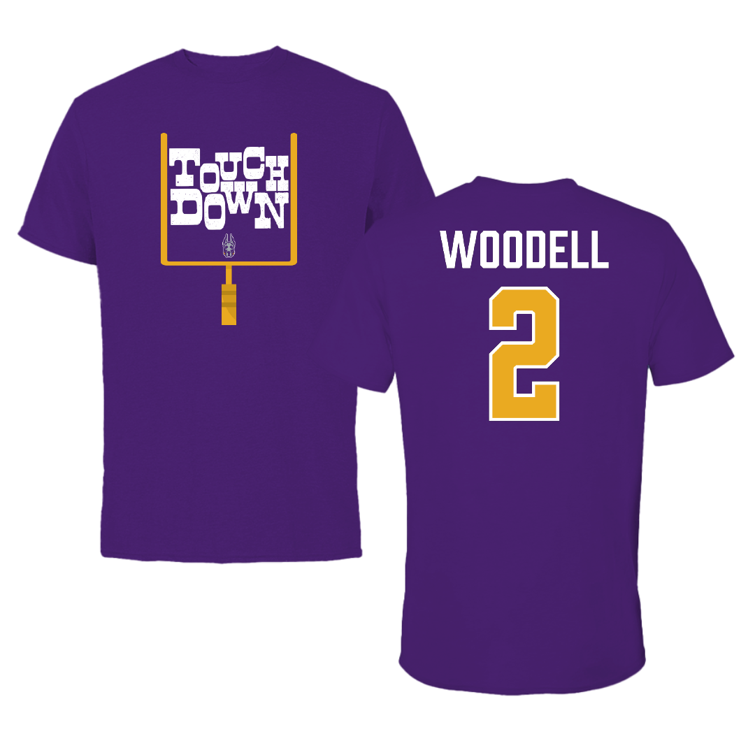 University at Albany Football Purple Touchdown Performance Tee - #2 Griffin Woodell