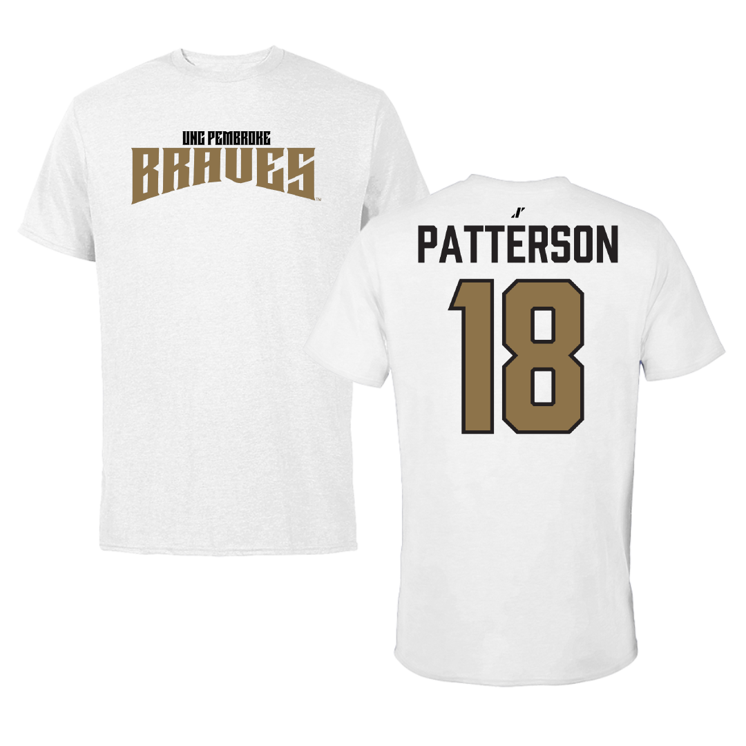 University of North Carolina at Pembroke Volleyball White Classic Performance Tee - #18 Tyler Patterson