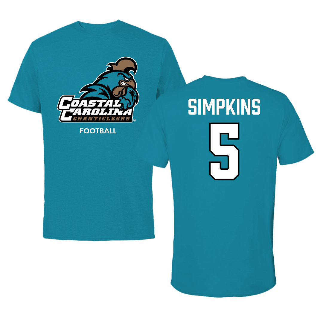 Coastal Carolina University Football Teal Tee - #5 Ja'Vin Simpkins