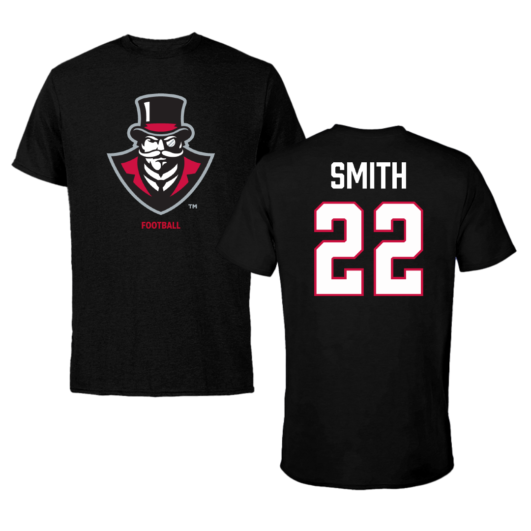 Austin Peay State University Football Black Performance Tee - #22 Carson Smith