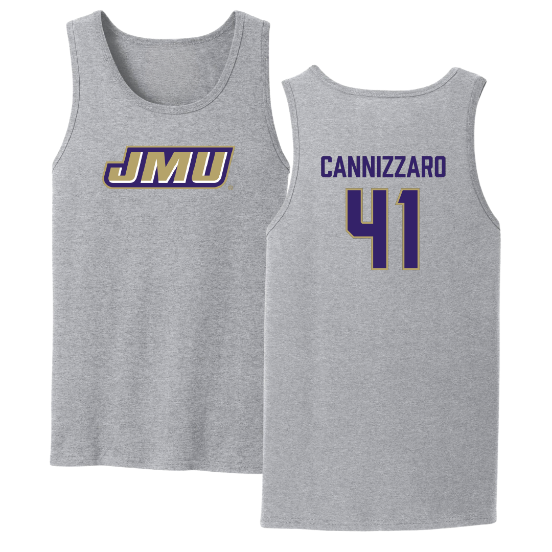 James Madison University Baseball Sport Gray Tank Top - #41 Jack Cannizzaro