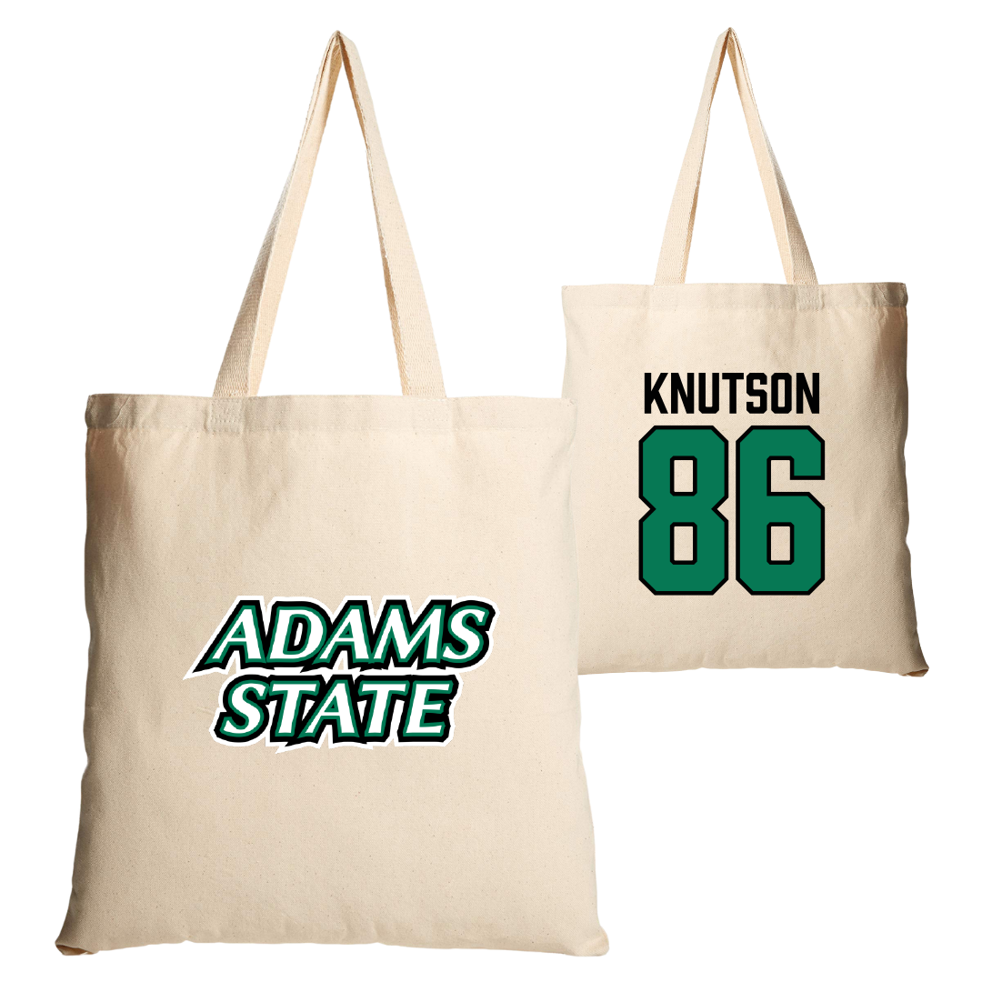 Adams State University Football Tan Canvas Tote Bag - #86 Kelin Knutson
