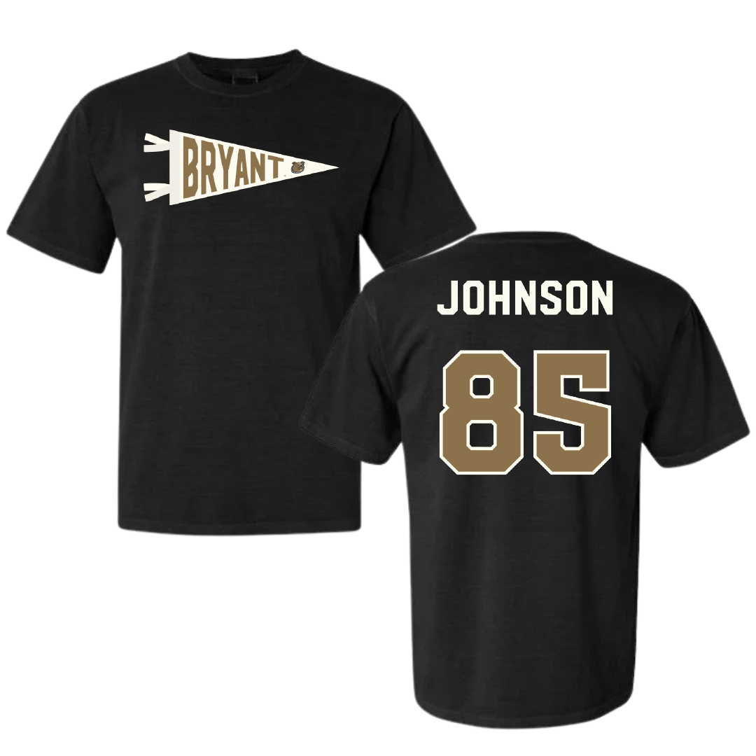 Bryant University Football Black Pennant Comfort Colors Tee - #85 Patrick Johnson