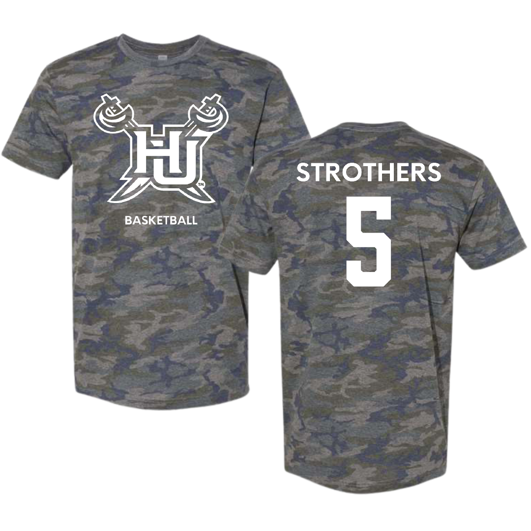 Hampton University Basketball (M) Vintage Camo Tee - #5 Etienne Strothers