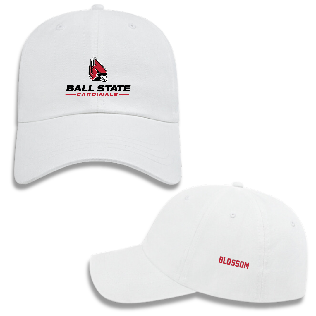 Ball State University Swimming & Diving White Hat - Seth Blossom