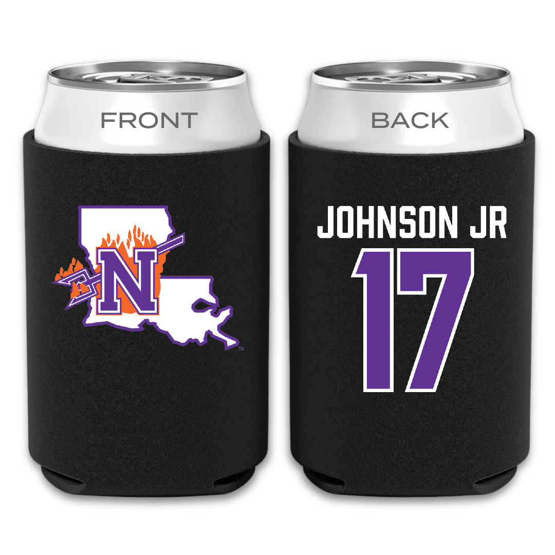 Northwestern State University Football Black Can Cooler - #17 DJ Johnson Jr