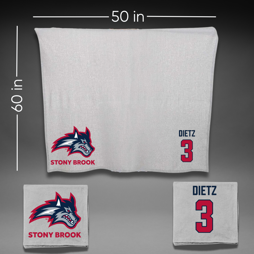 Stony Brook University Football Gray Blanket - #3 Marqeese Dietz