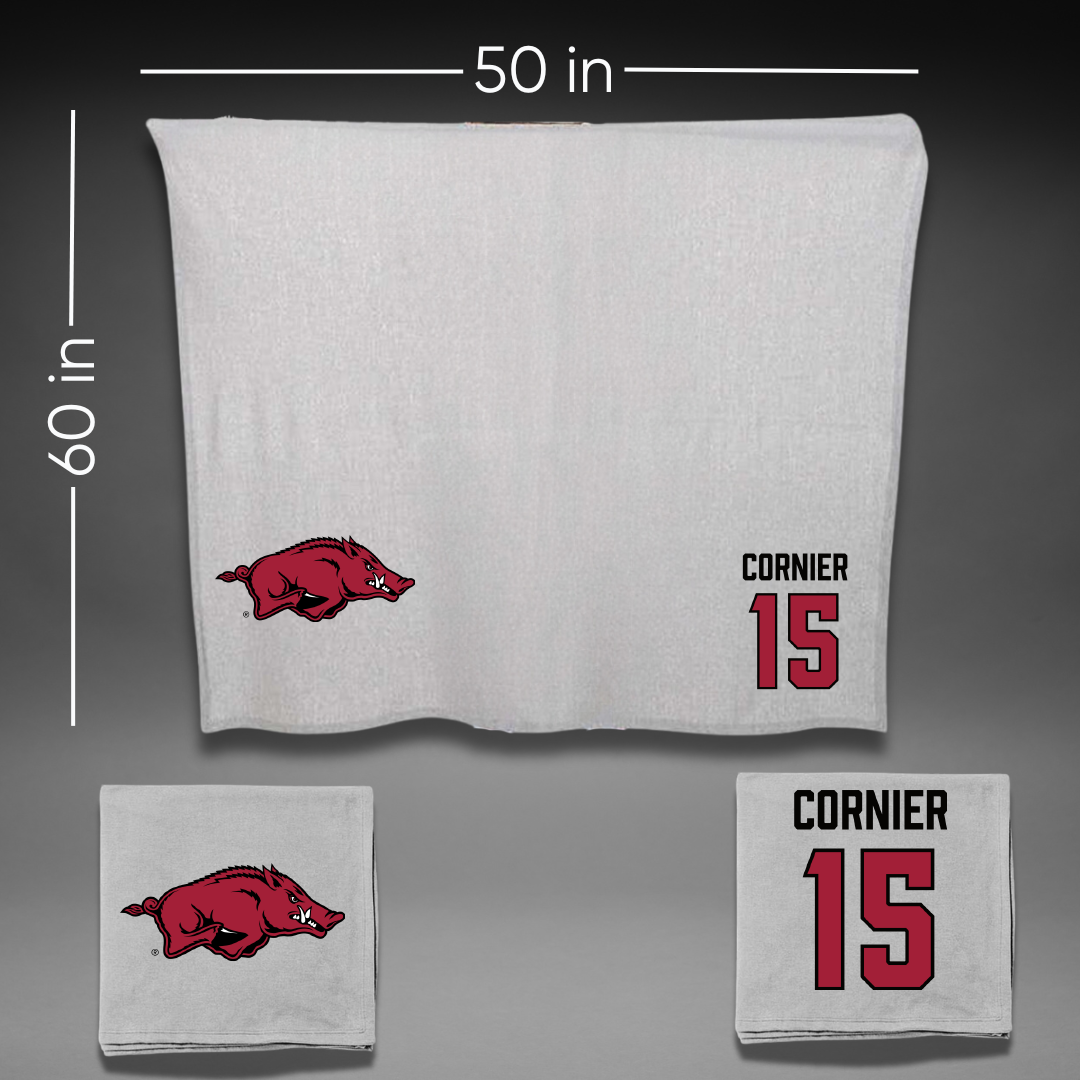 University of Arkansas Volleyball (W) Gray Blanket - #15 Gabriela Cornier