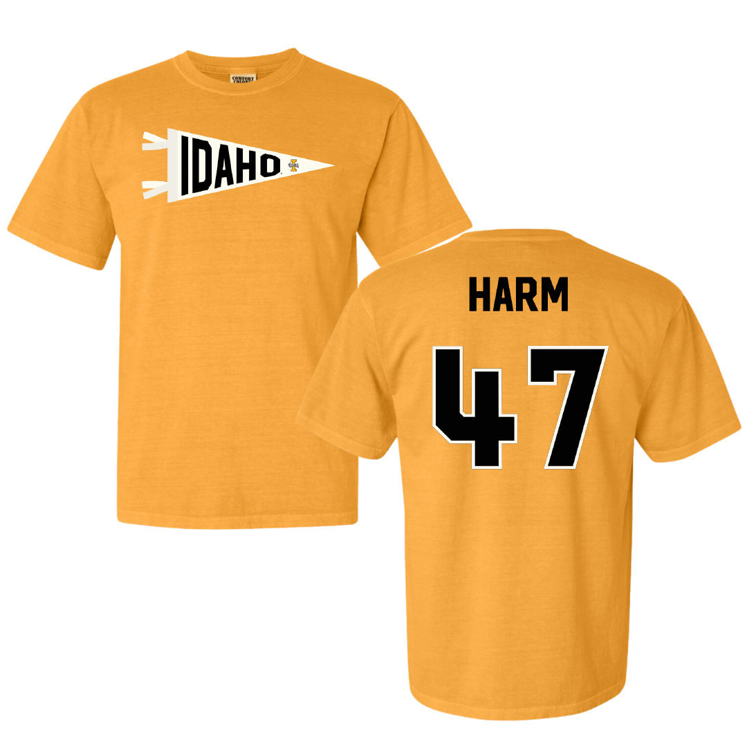 University of Idaho Football Gold Pennant Comfort Colors Tee - #47 LJ Harm