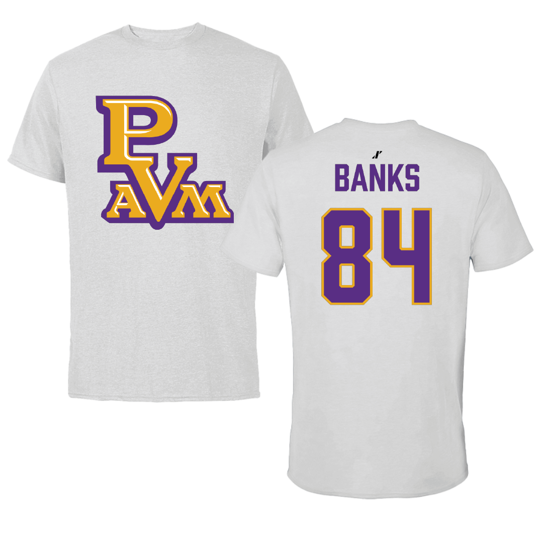 Prairie View A&M University Football Light Gray Performance Tee - #84 Ja’koby Banks