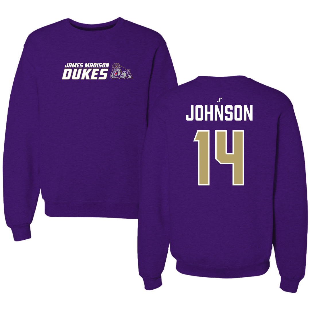 James Madison University Softball Purple General Crewneck - #14 Taylor Johnson