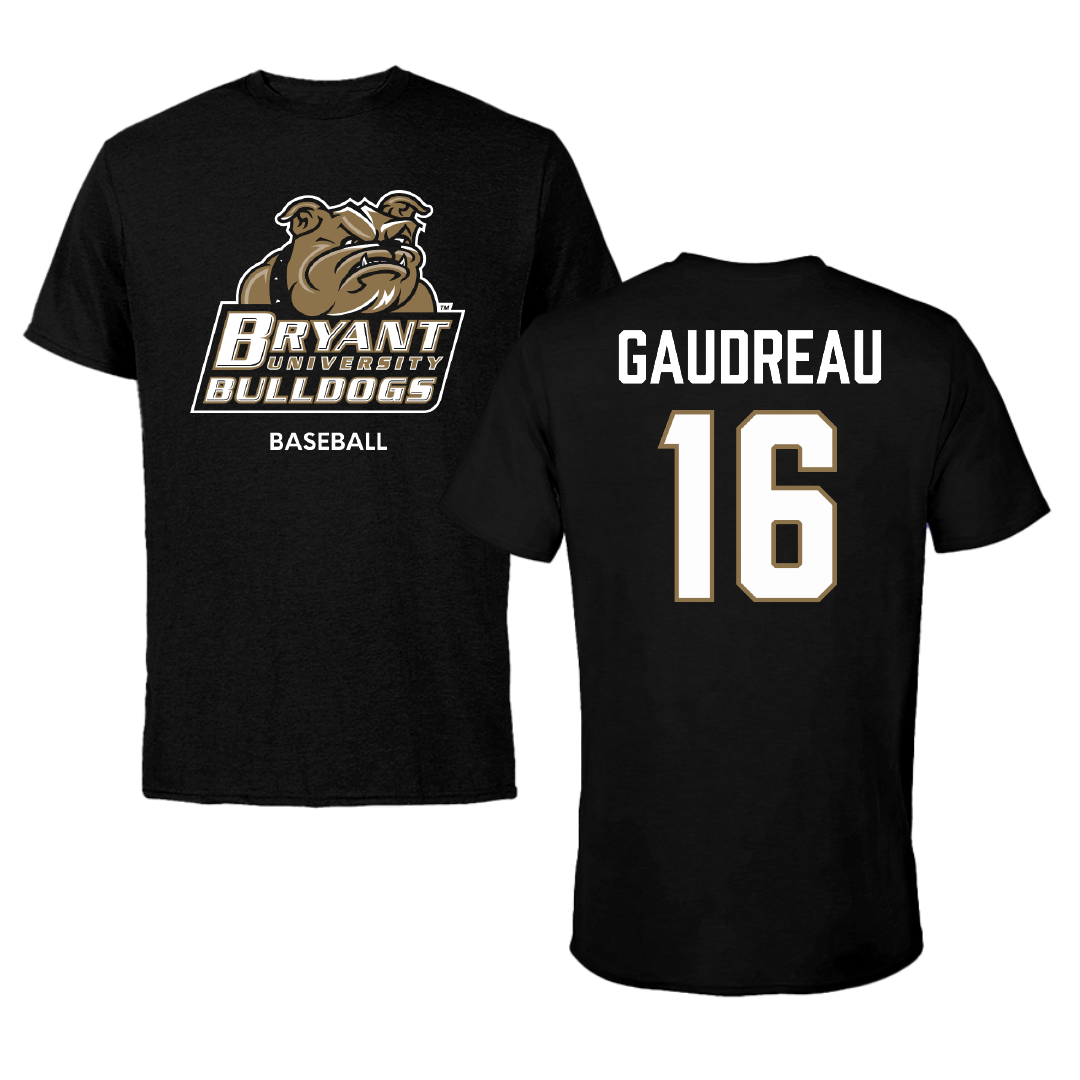 Bryant University Baseball Black Tee - #16 Jacob Gaudreau