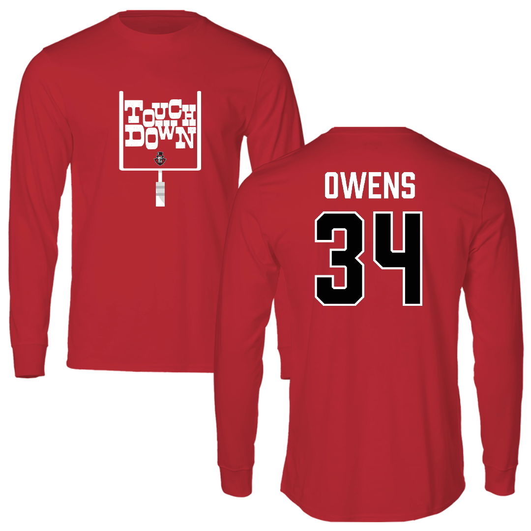 Austin Peay State University Football Red Touchdown Long Sleeve - #34 KT Owens