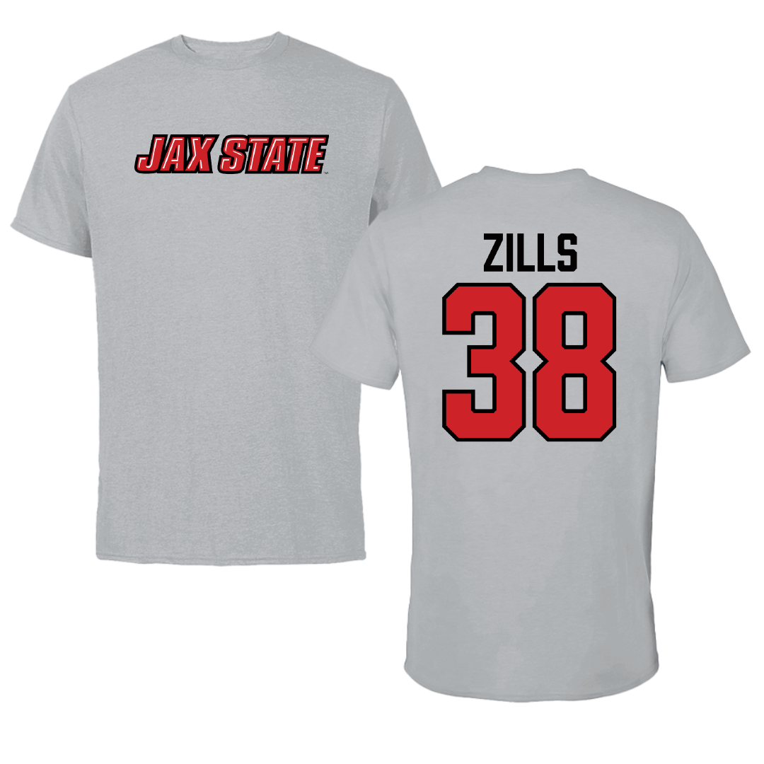 Jacksonville State University Football Sport Gray Tee - #38 Nate Zills