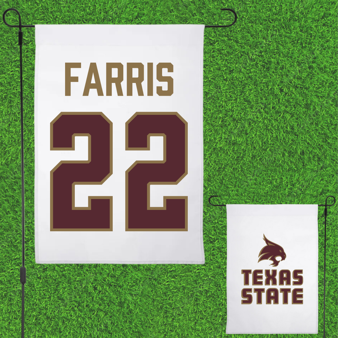 Texas State University Baseball White Garden Flag - #22 Ethan Farris