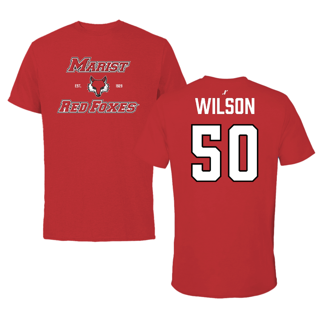 Marist University Football Red General Performance Tee - #50 Trevor Wilson