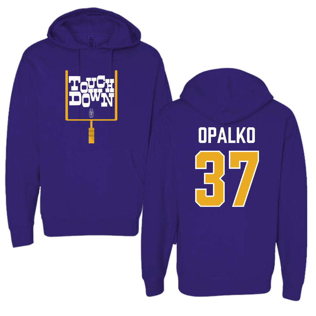 University at Albany Football Purple Touchdown Hoodie - #37 John Opalko