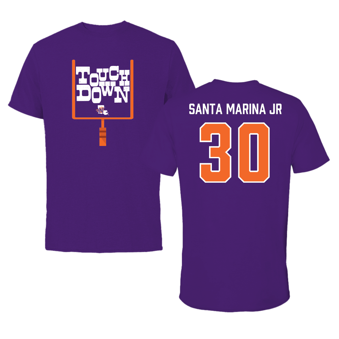 Northwestern State University Football Purple Touchdown Performance Tee - #30 Troy Santa Marina Jr